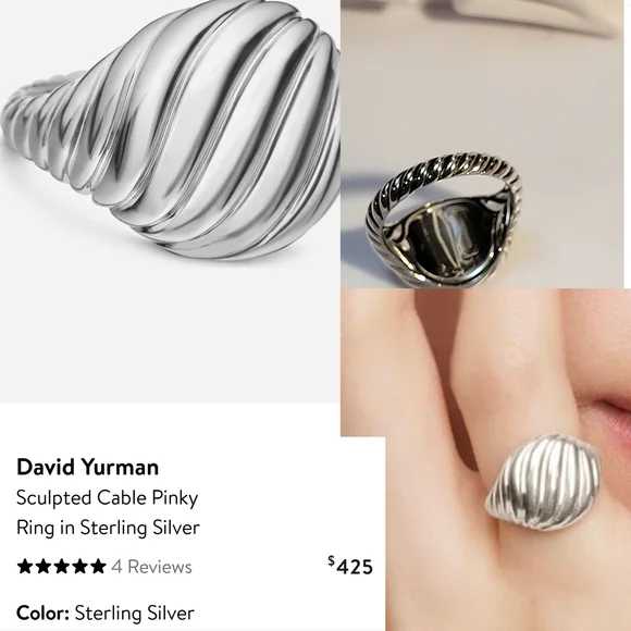 David Yurman Sterling Silver Sculpted Cable Pinky Ring. #195 - Picture 1 of 11